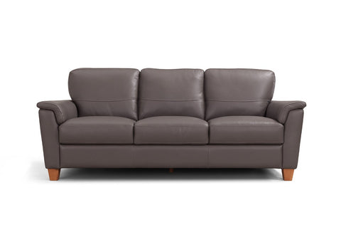 Made In Italy "Belfast" Top Grain Leather Sofa.  Shown in Grey. G'Digio available at Amber's Furniture in Calgary.