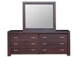 Contempo 6 Drawer Long Dresser and Mirror