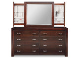 Contempo 8 Drawer Long Dresser and Mirror