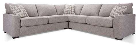 2786 Decor-rest Sectional. A sectional with room for the whole family. This beautiful sectional with Semi-attached back and box seating comes with power reclining options and drawers for storage. A great addition for any family room. Available in Leather. Amber's Furniture | Calgary Furniture Store