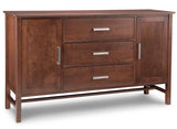 Brooklyn Sideboard w/2 Wood Doors & 3/Dwrs in Center & 2/Wood Adjust. - 68-3/4Wx41Hx19-1/4D | Amber's Furniture | Calgary Handstone Furniture Store