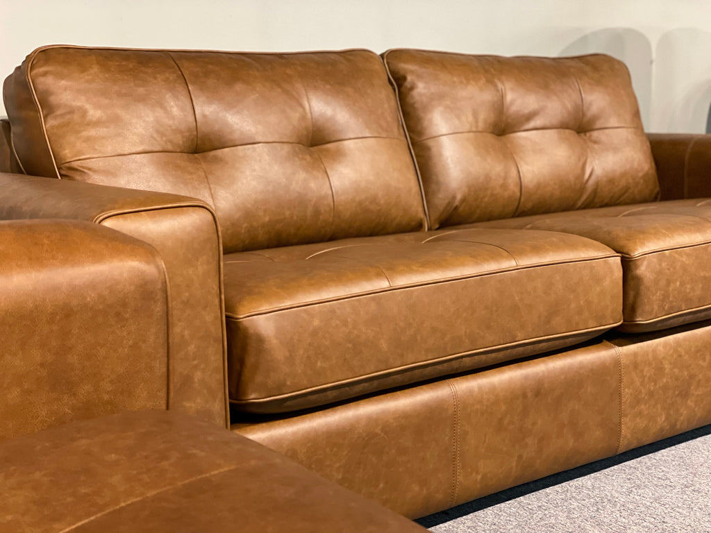 Saddle Whiskey Leather Lends Nostalgic Charm to Modern Sofa