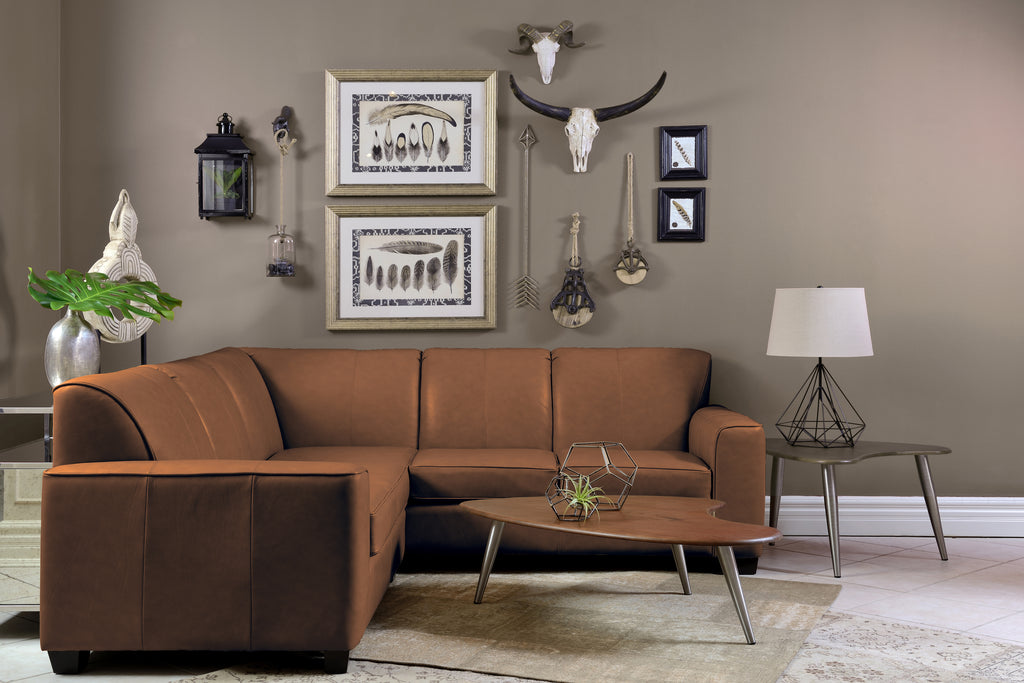 Calgary Leather Sectional Features Tight Back & Top Grain Leather: 3705 by Decor-rest
