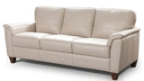 Made In Italy "Belfast" Top Grain Leather Sofa.  Shown in light silver cream. G'Digio available at Amber's Furniture in Calgary.