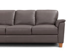 Made In Italy "Belfast" Top Grain Leather Sofa.  Shown in Grey. G'Digio available at Amber's Furniture in Calgary. Cropped Front View.