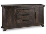 Algoma Sideboard w/2 Wood Doors & 3/Dwrs in Center & 2/Wood Adjust. - 72Wx38Hx18-5/8D | Amber's Furniture | Calgary's Handstone Furniture Gallery