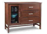 Brooklyn Sideboard 3/Drawer 1/Glass Door on Left & 2/Glass Adjusts. - 52-3/8Wx41Hx19-1/4D | Amber's Furniture | Calgary Handstone Furniture Store