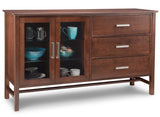 Brooklyn Sideboard W/2 Glass doors on Left & 3/Dwrs on Right with 2/Glass Adjust. Shelf - 68-3/4Wx41Hx19-1/4D | Amber's Furniture | Calgary Handstone Furniture Store
